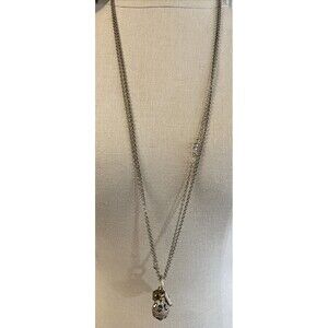 Chicos Long Gold Tone Necklace With Dangle Charms